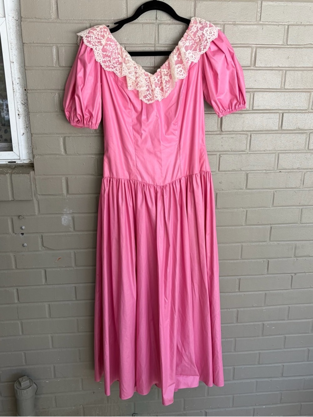Vtg House of Bianchi Pink Drop Waist HUGE BOW Dress  SZ:10
